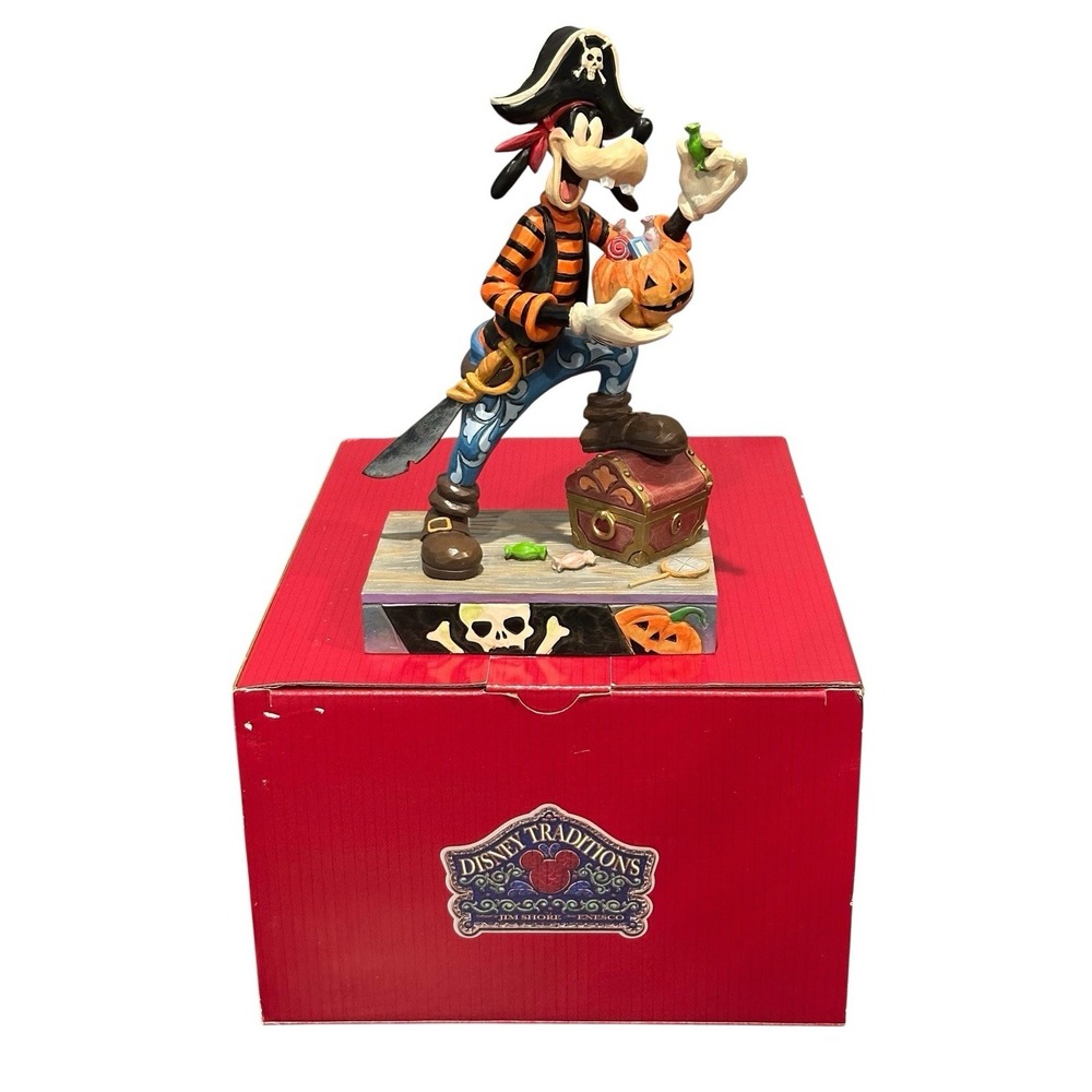 Disney‎ Jim Shore Goofy Pirate Halloween Captain Skeleton Pumpkin Figurine